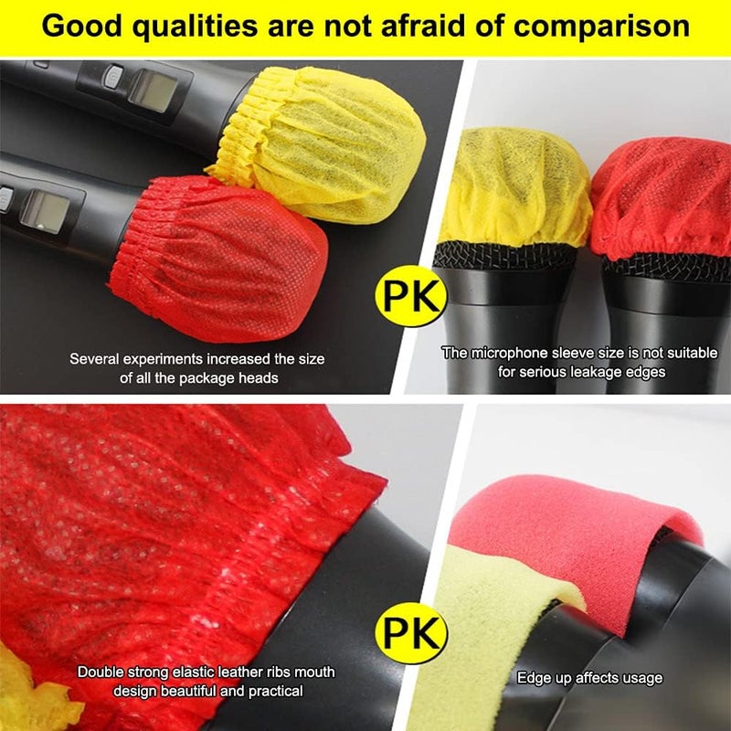 Barafat 200 Pcs Disposable Microphone Cover, Non-Woven Handheld Microphone Windscreen with Elastic Band, Clean and No-Odor Mic Covers for KTV, Interview, Recording Studio, Performance, Speech (Color) - Image 2